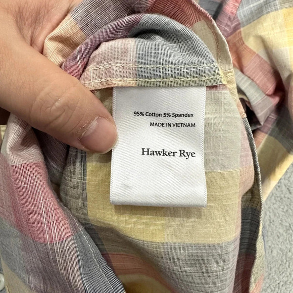 Hawker Rye Button Down Shirt Men Large Multicolor Colorful Plaid Slim Fit Preppy - Picture 6 of 9